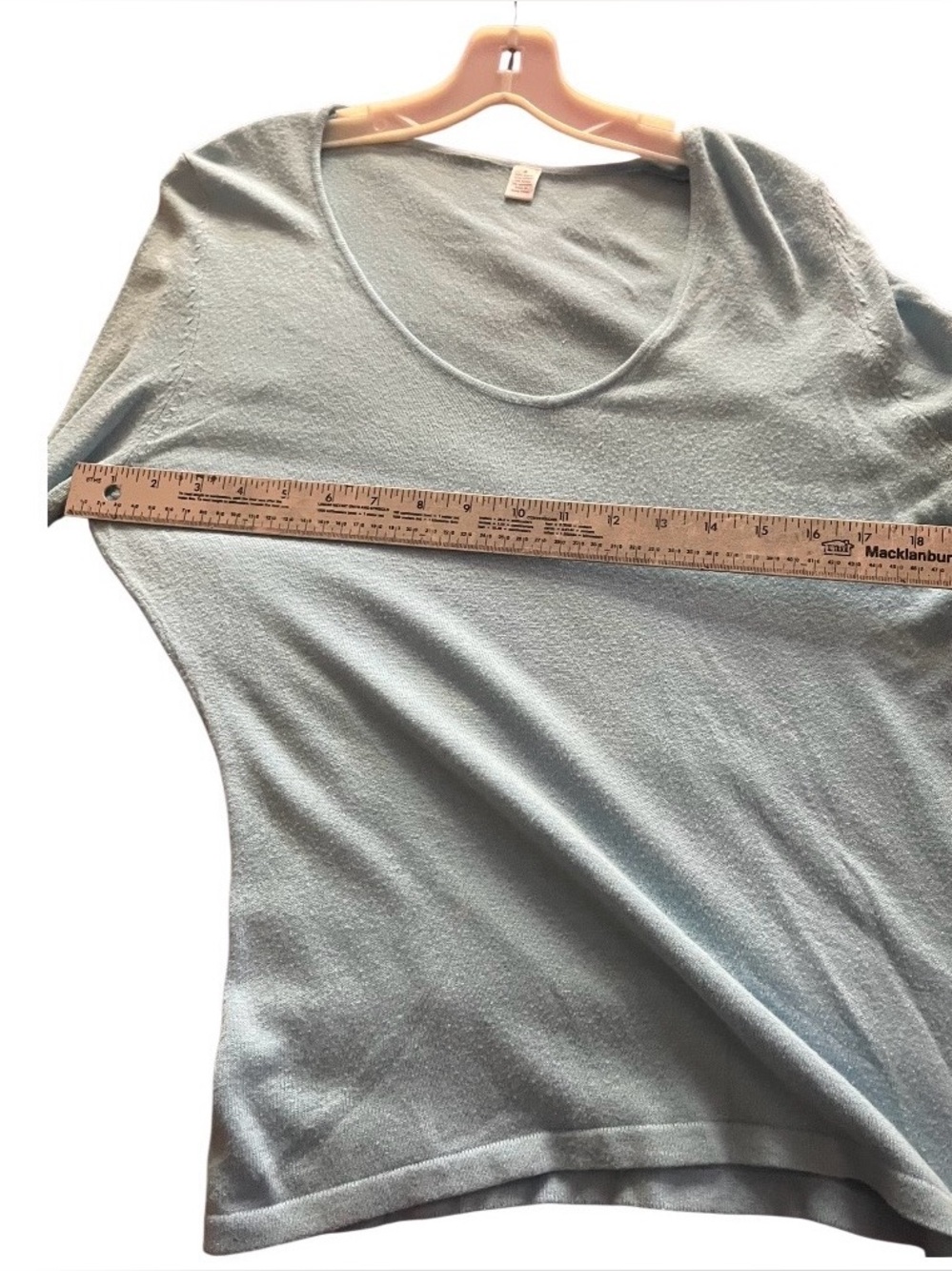 Light Blue Women's Long Sleeve V-Neck Top - Picture 3 of 8
